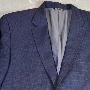 Jack Victor Exclusive Collection Blazer Sport Coat Mens Blue Plaid 48L?*